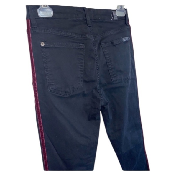7 FAMK Black High Waist Skinny Ankle Jeans Red Velvet Piping On Sides Sz 27 Y2K - Picture 8 of 15